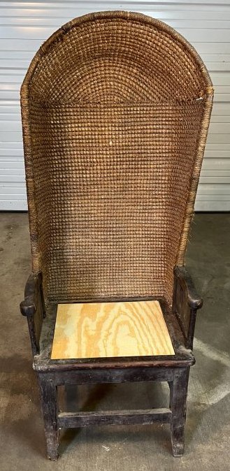 19th Century Scottish Rush and Oak Orkney Chair: 19th Century Scottish Rush and Oak Orkney Chair