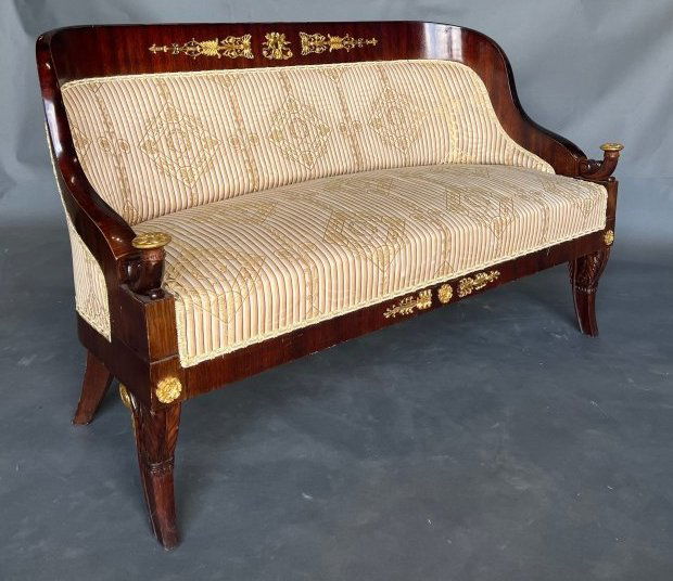 19th Century French Empire Settee with bronze mounts (1 of 11)