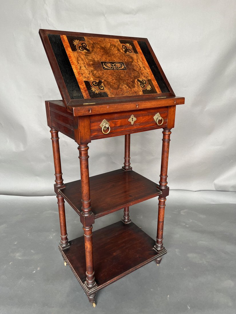 Great little 19th Century Inlaid Mahogany English Tilt Top Bookstand (1 of 12)