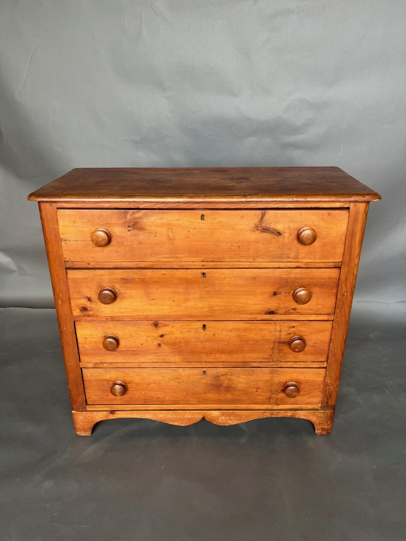 19th Century American Pine 4 Drawer Chest (1 of 10)