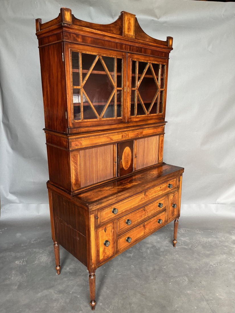 Great Quality American Federal Period Inlaid Mahogany Secretary Desk: Great Quality American Federal Period Inlaid Mahogany Secretary Desk 74.5 h x 40.5 w x 19.75 d