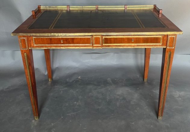 Early 19th Century Russian or Baltic Brass Inlaid Leather Top Writing Table (1 of 10)