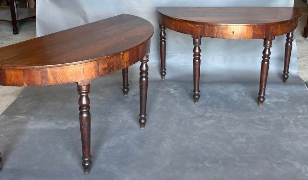 PAIR of Walnut and Yellow Pine Demilunes- Possibly Southern (1 of 14)