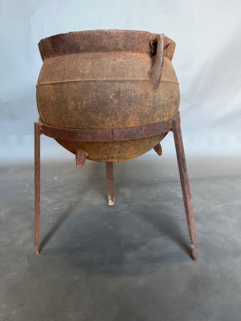 Primitive Cast Iron Pot on Later Stand- Great as Planter (1 of 8)