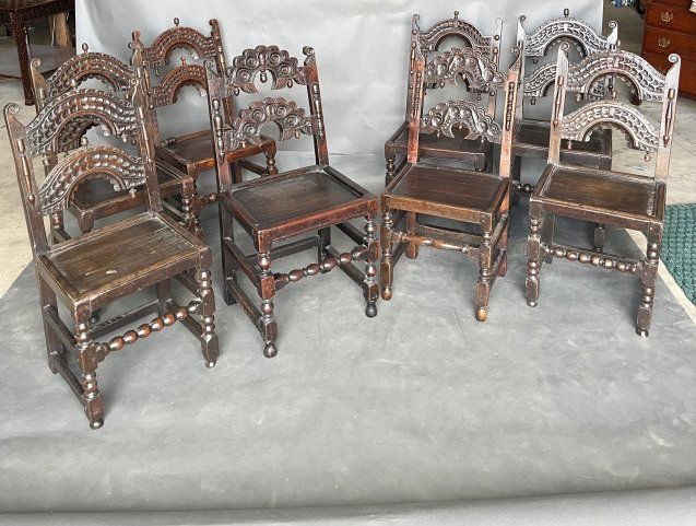 Set of 8 Antique Carved Chairs (1 of 14)