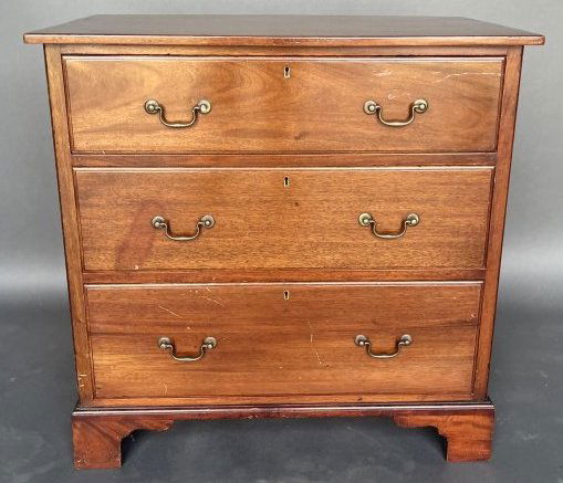 Antique Three Drawer English Walnut Chest (1 of 7)
