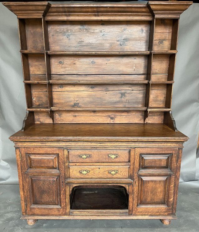 19th Century French or English Oak Hutch with Plate Rack (1 of 9)