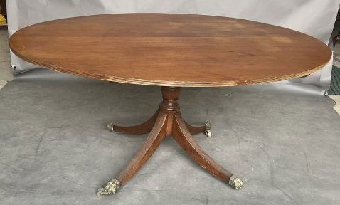 19th Century English Regency Inlaid Mahogany Breakfast Table on Paw Foot Castors (1 of 5)