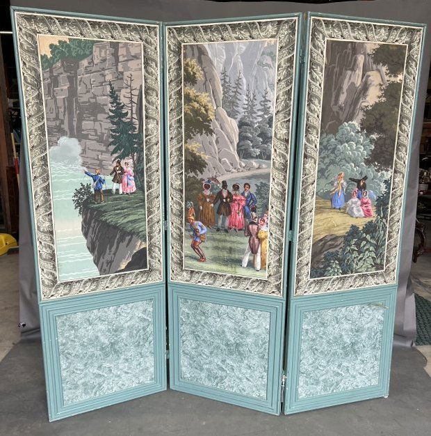 3 Panel Zuber Screen "Scenes from North America" with African American Tourists (1 of 7)