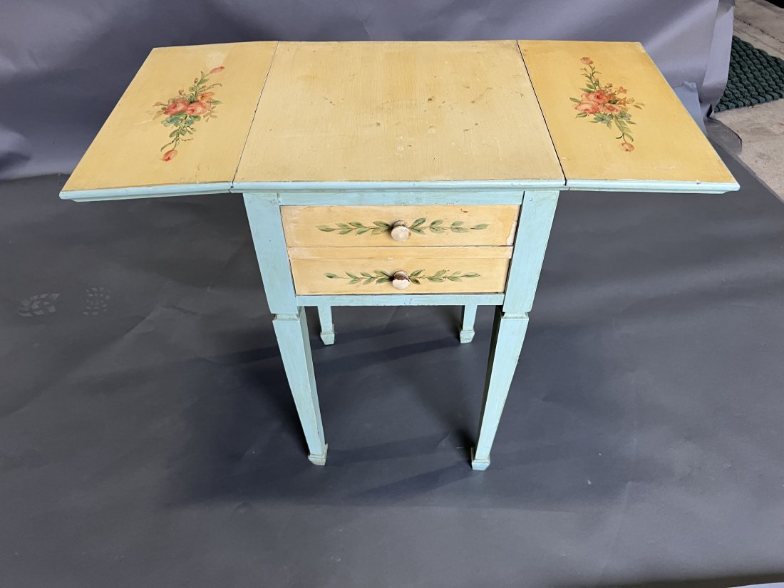 Hand Painted and Hand Made Late 19th- early 20th Century Drop Leaf Table (1 of 4)