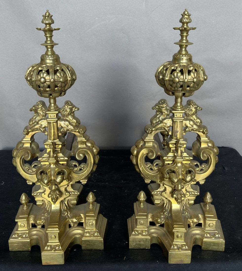 Pair of 18th- 19th Century French Andirons or Chenets: Pair of 18th- 19th Century French Andirons or ChenetsEach one is 20H x 9W x 24D