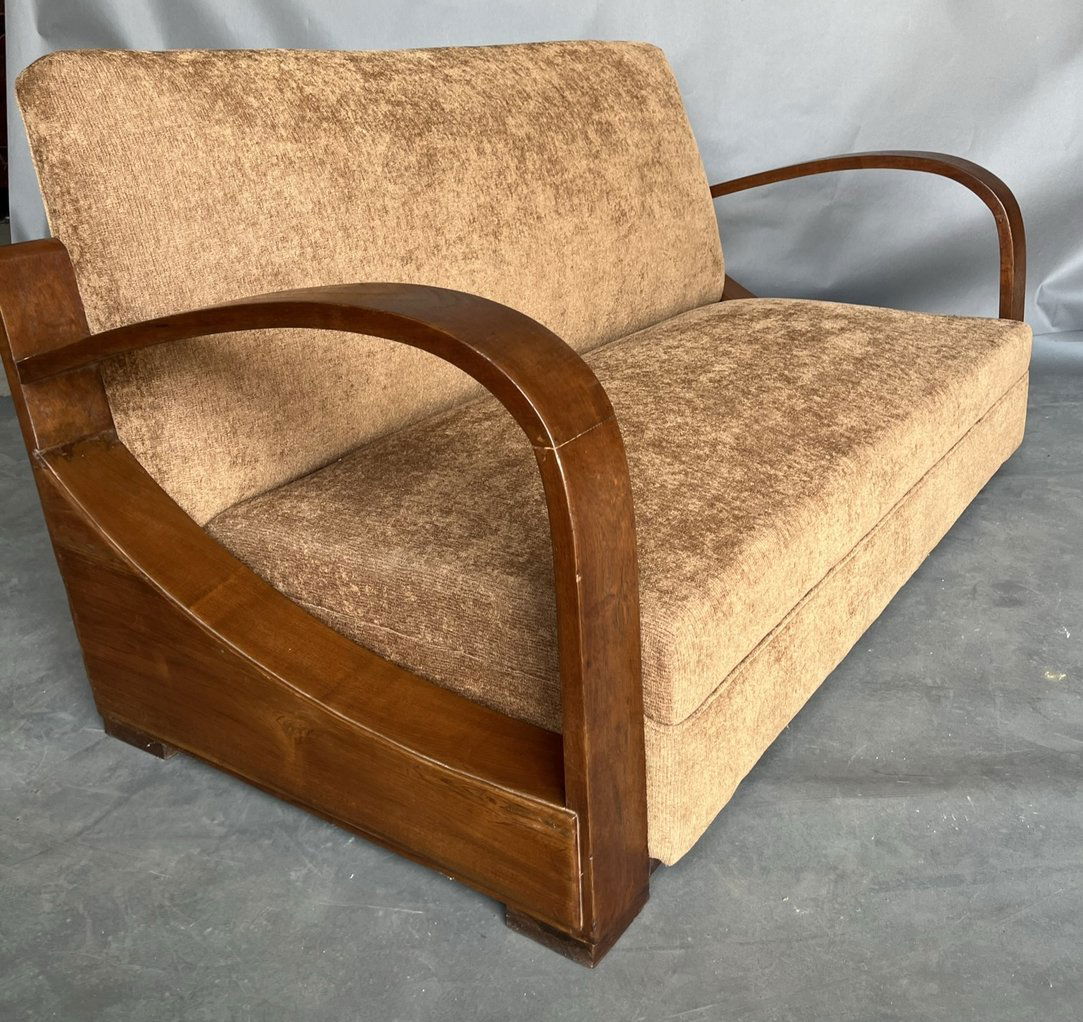 Art Deco- Mid Century Teakwood Sofa (1 of 9)