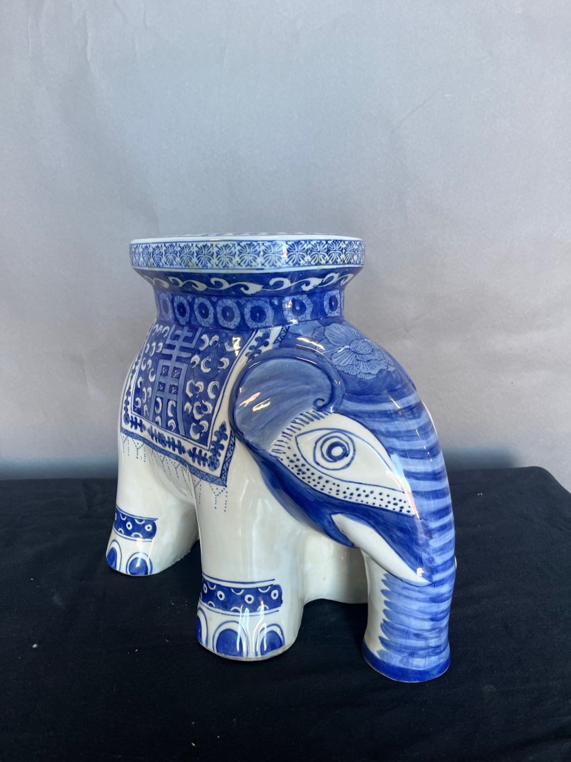 Chinese Elephant Form Porcelain Garden Seat: Chinese Elephant Form Porcelain Garden Seat14H x 19W x 9D inches
