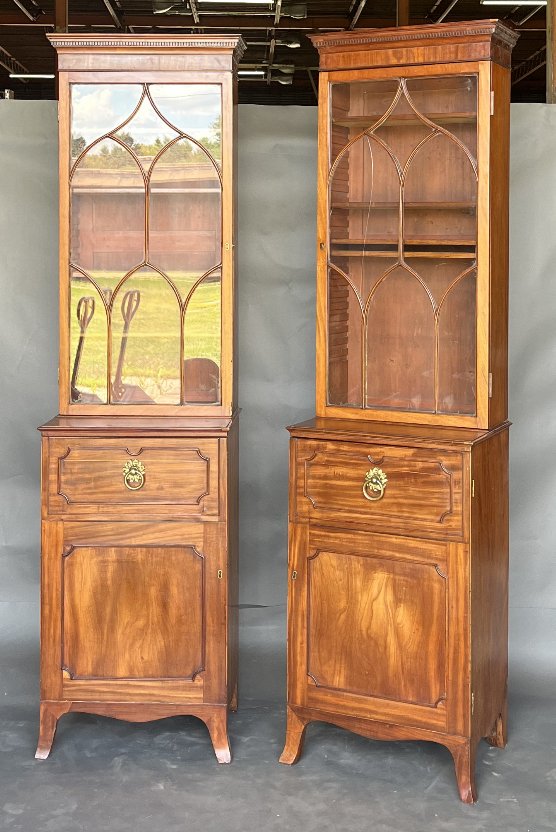 PAIR of narrow 18th- 19th Century Georgian Bookcases (1 of 8)
