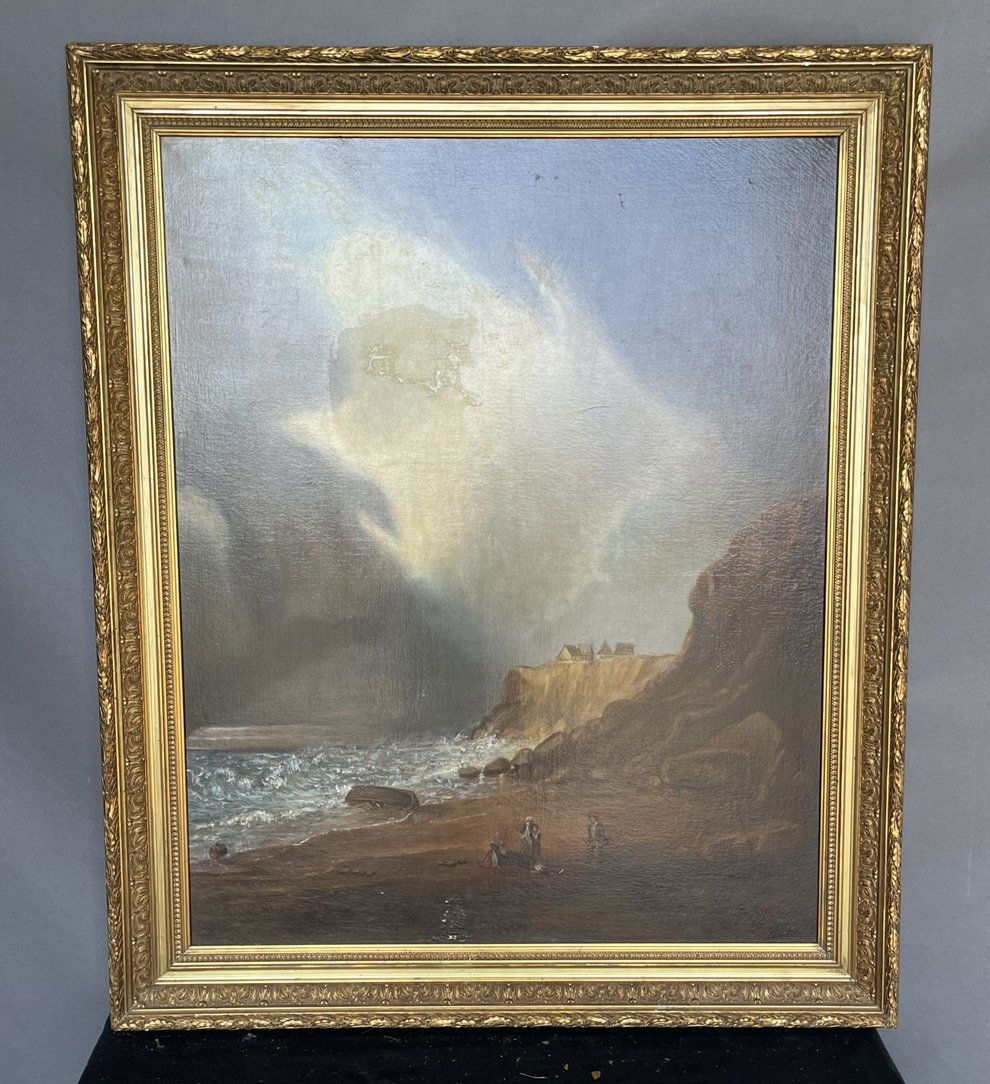 19th Century Signed French Painting of a Shipwreck Rescue (1 of 5)
