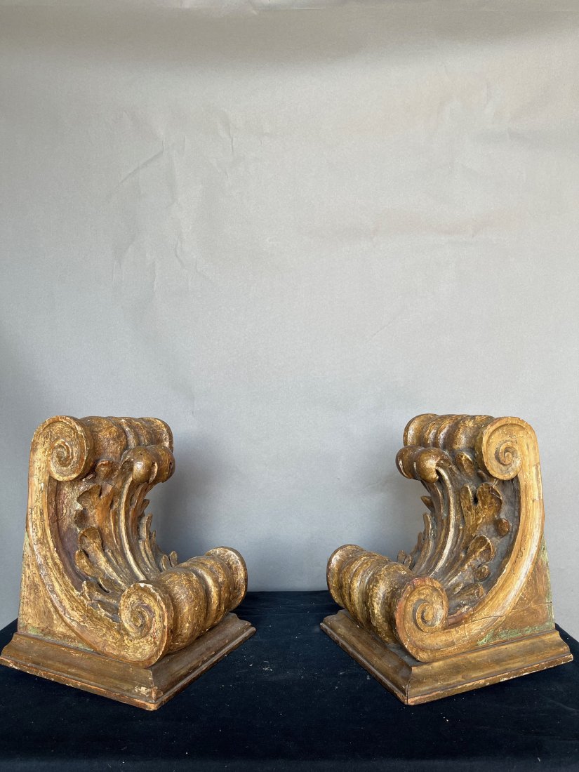 Pair of Carved Corbels: Pair of Carved Corbels 14H x 11W x 11D inches