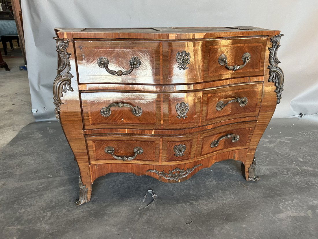 19th Century Bronze Mounted French Bombe Commode, lacking top (1 of 9)