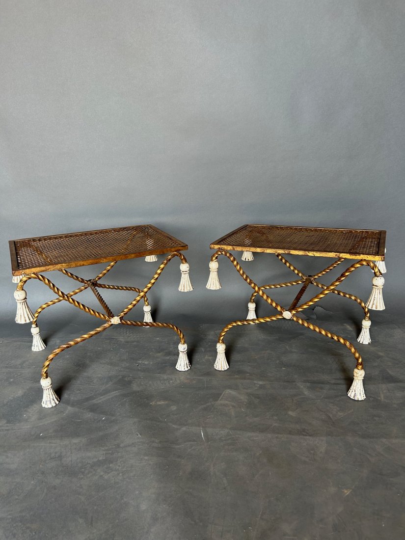 Pair of French Gilt Metal Side Tables with Tassels (1 of 9)