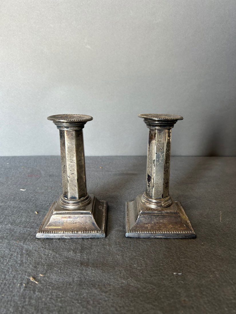 Pair of antique silver plate candlesticks (1 of 4)