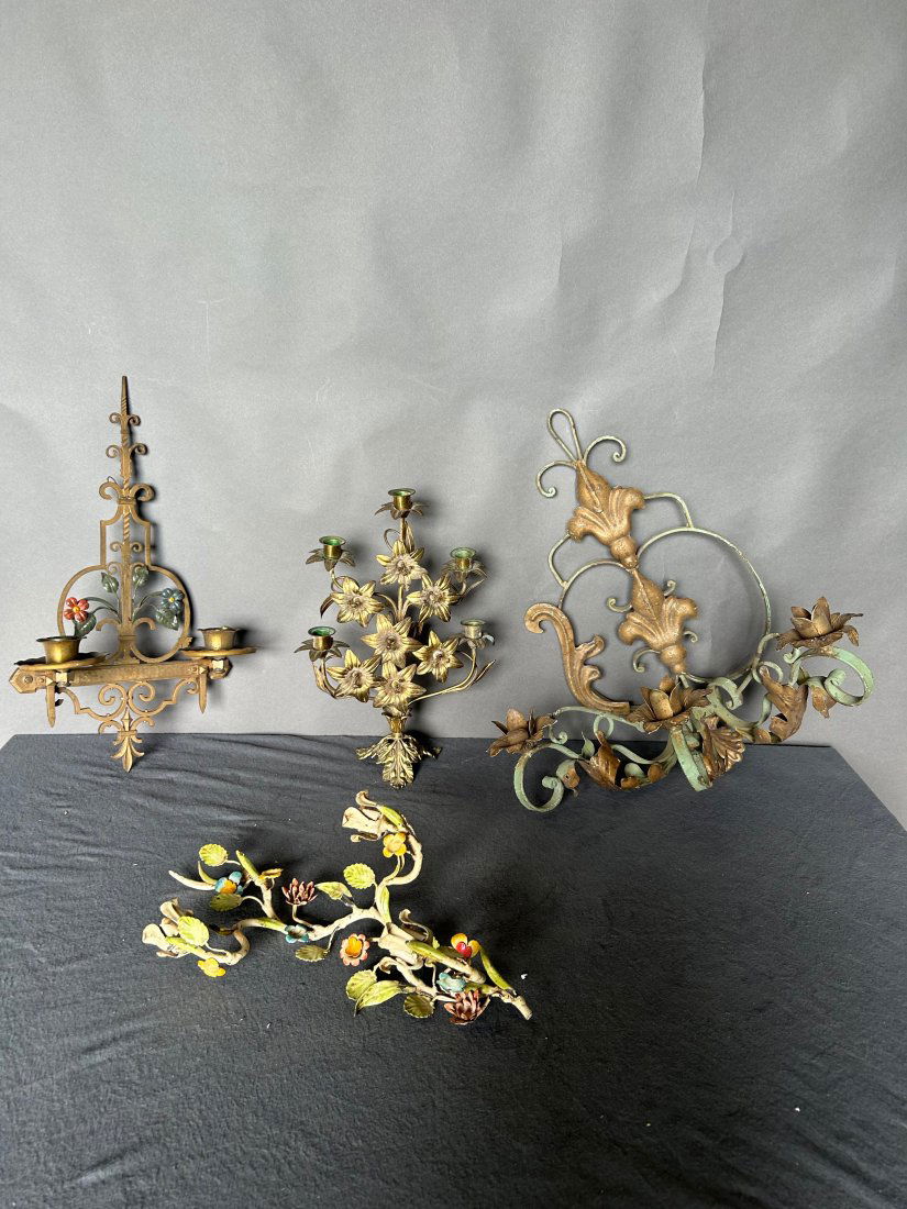 Grouping of decorative tole sconces and fragments (1 of 6)