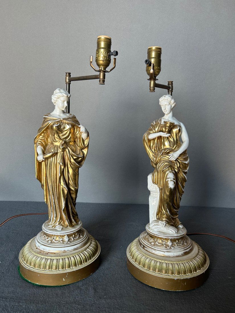 Pair of lamps with Neoclassical style figures (1 of 3)