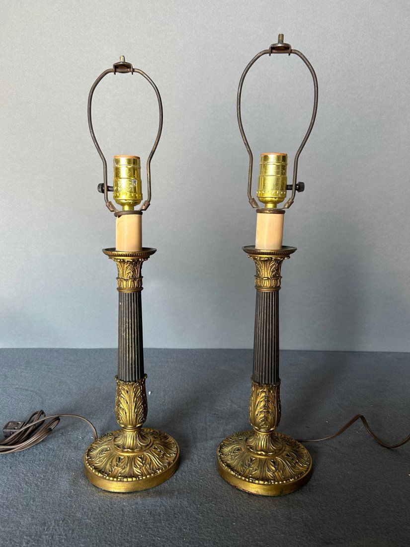 Pair of French candlesticks made into lamps (1 of 3)