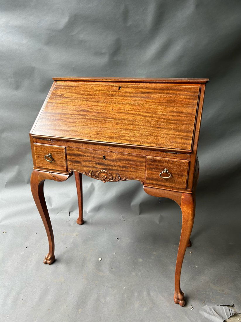Antique French style cherry slant front desk (1 of 8)