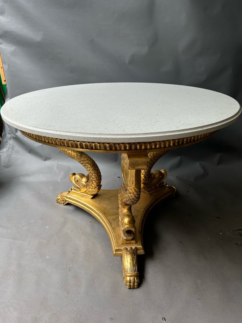 Great Italian Giltwood Dolphin Base Center Table (1 of 6)