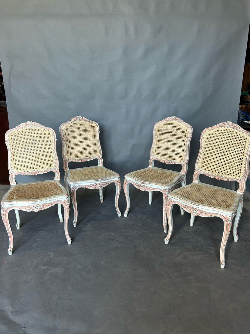 Set of 4 French 19th century caned chairs: Set of 4 French 19th century caned chairs