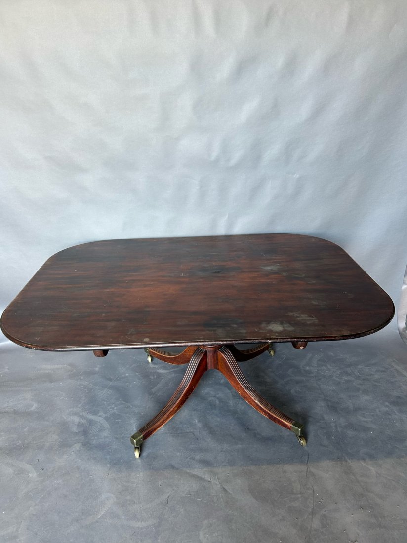 Early 19th century English mahogany pedestal base breakfast table (1 of 6)