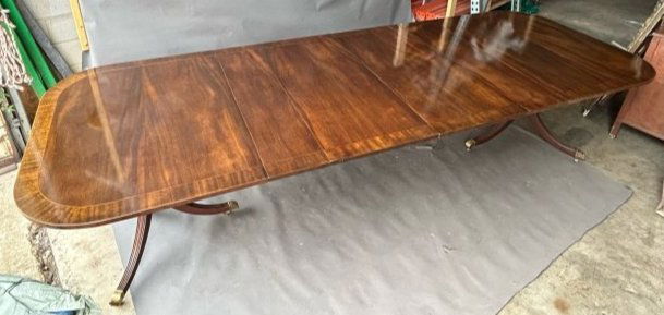Late 19th- early 20th Century Double Pedestal Mahogany Dining Table (1 of 12)