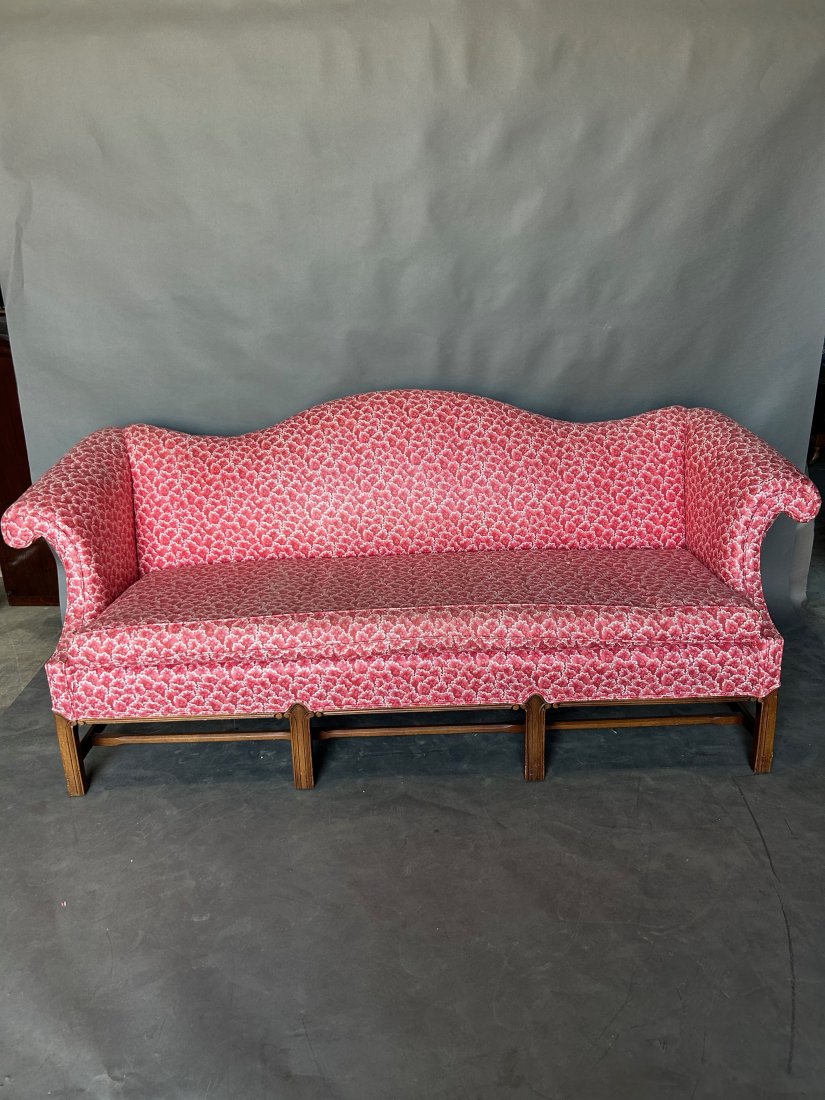 Beautifully upholstered camelback sofa: Beautifully upholstered camelback sofa