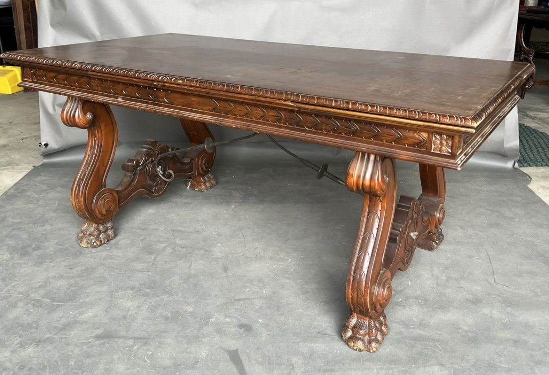 Antique Italian Walnut Dining Table with Extension Leaves (1 of 11)