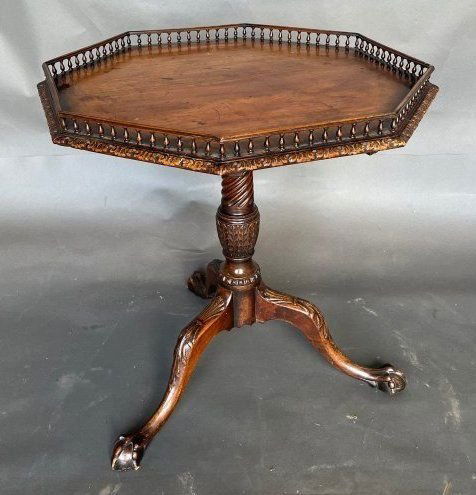 18th- 19th Century British Tea Table with Gallery and Ball and Claw Feet (1 of 6)
