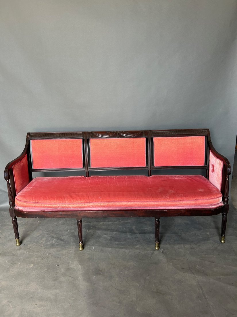 19th Century American Federal Period Mahogany Sofa on Brass Feet (1 of 16)