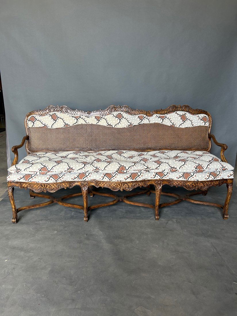Antique French Caned Walnut Sofa (1 of 11)