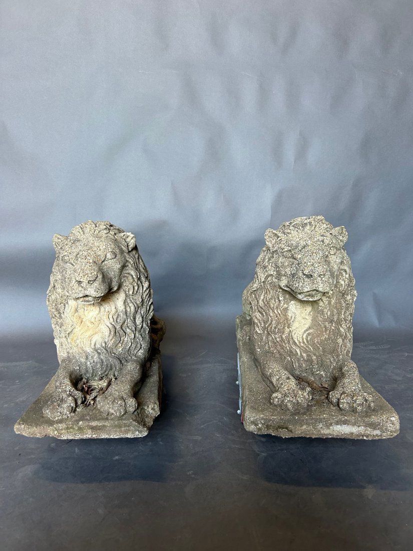 Great Pair of Cast Stone Lions (1 of 9)