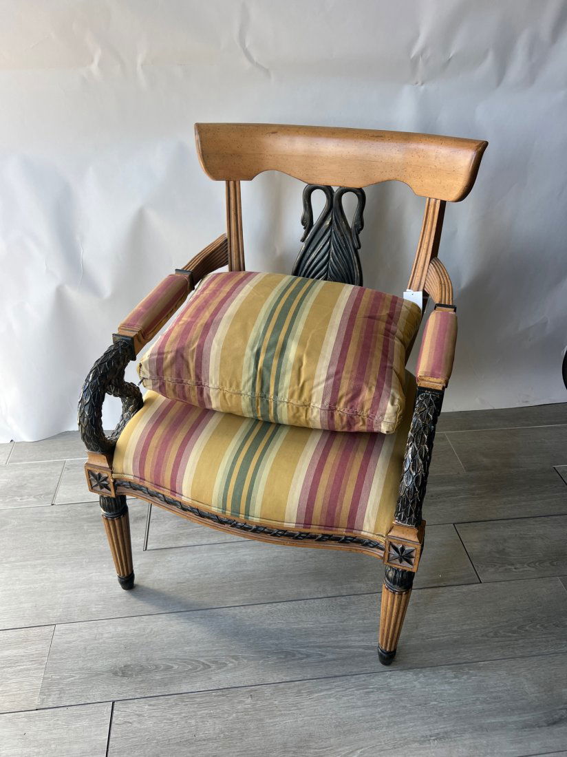 Biedermeier style parcel ebonized armchair with dolphins (1 of 9)