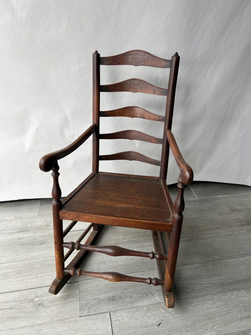 19th Century Plank Seat Ladderback Rocking Chair (1 of 9)
