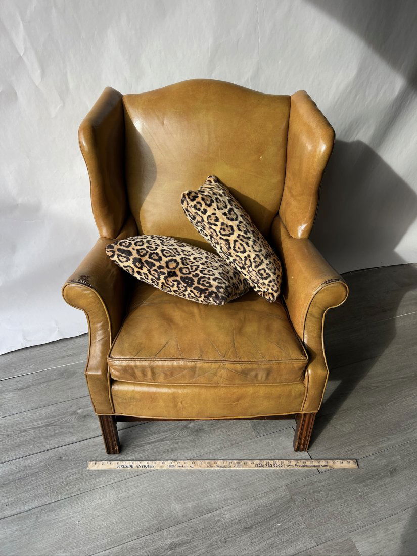 Handsome 19th Century Leather Wingback Chair (1 of 6)