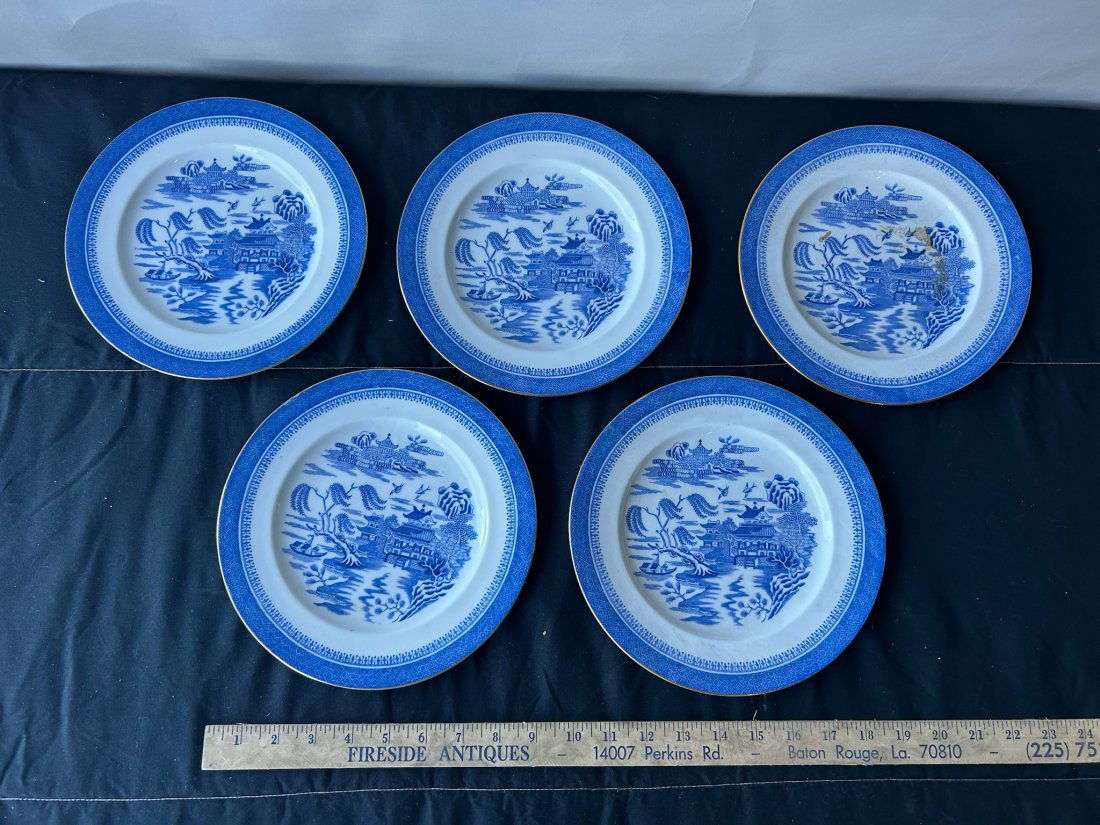 Set of 5 Spode Bone China Blue and White Plates: Set of 5 Spode Bone China Blue and White Plates
