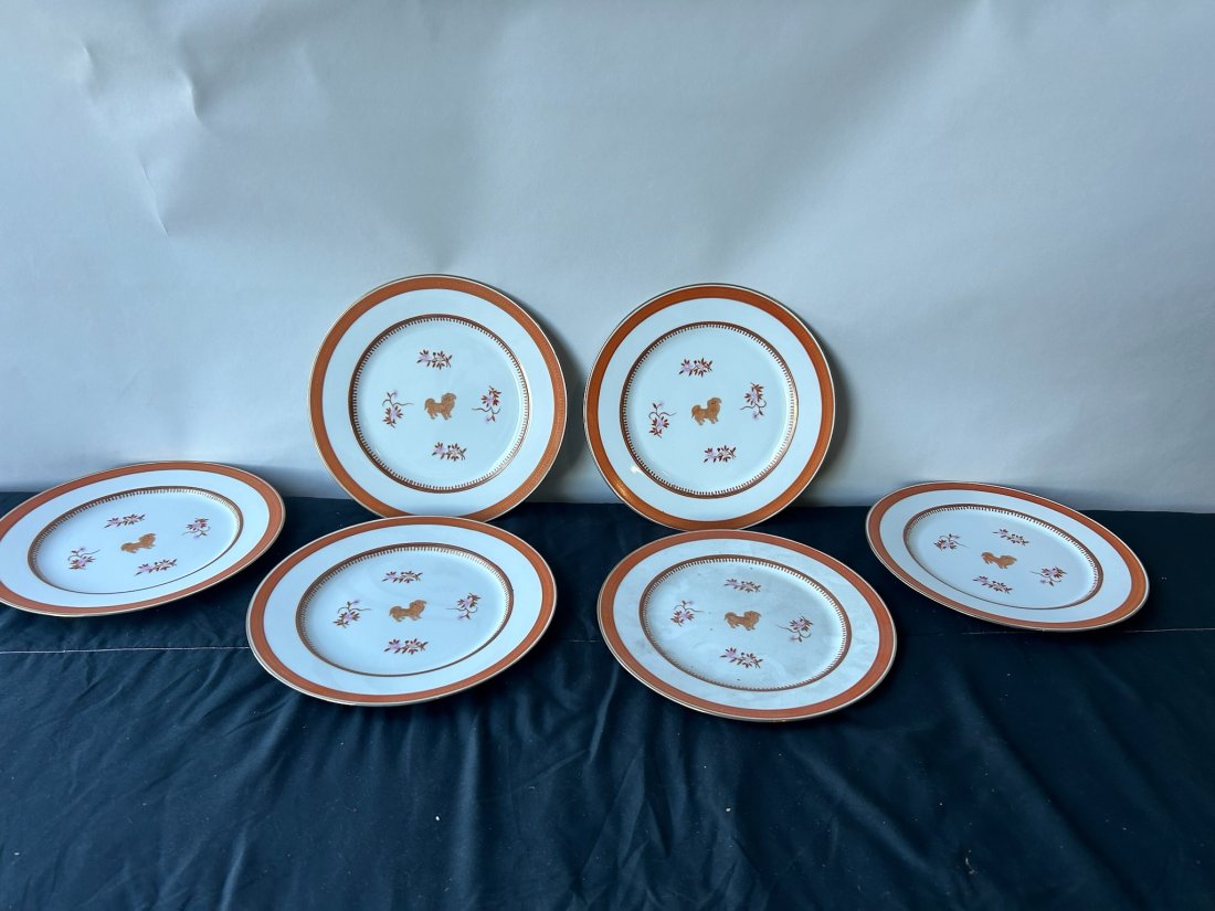 Set of 6 Porcelain Plates with Dogs (1 of 6)