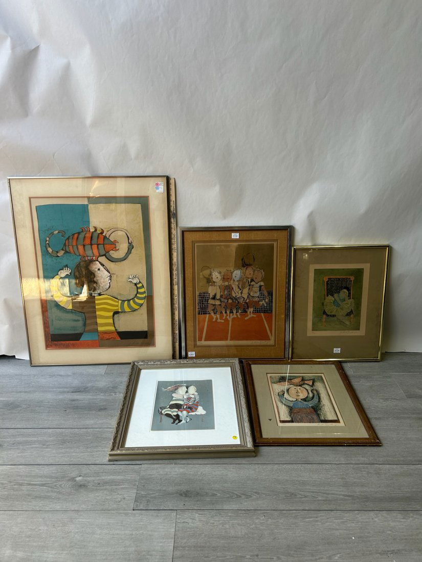 Set of 5 framed lithographs and prints (1 of 8)