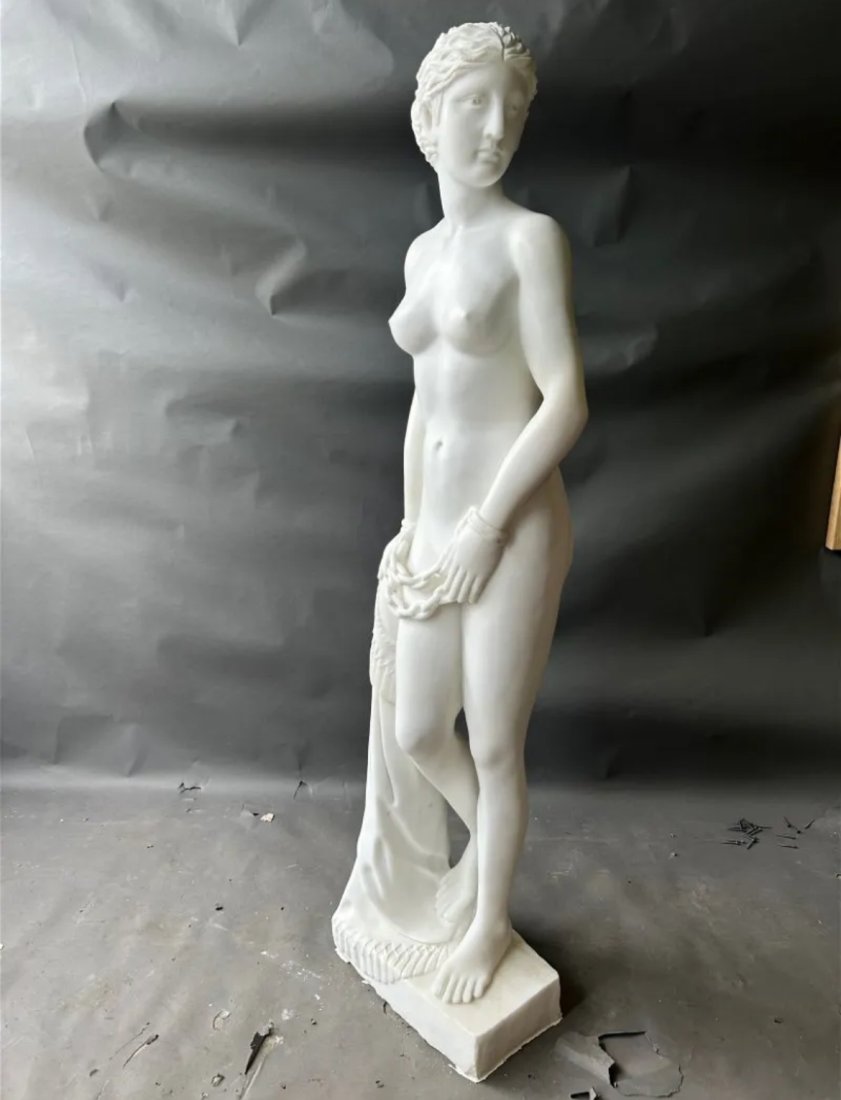 Signed Marble Life Sized Statue: Signed Marble Life Sized Statue