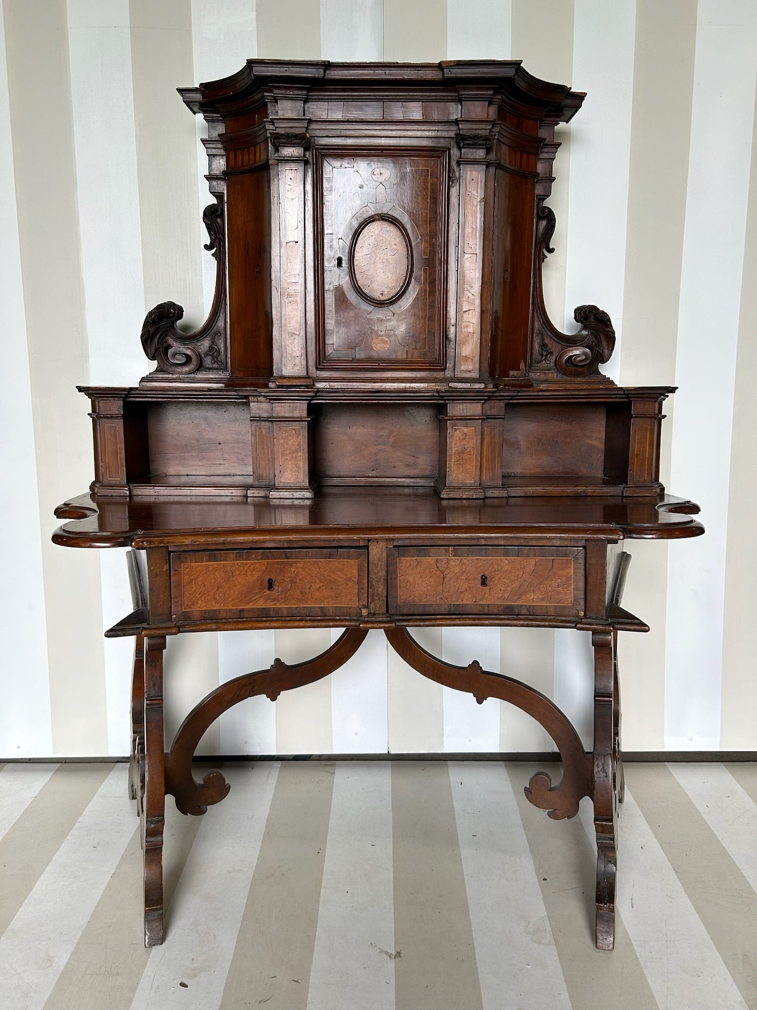 Killer 18th Century Inlaid Italian Desk- 2 part form (1 of 18)