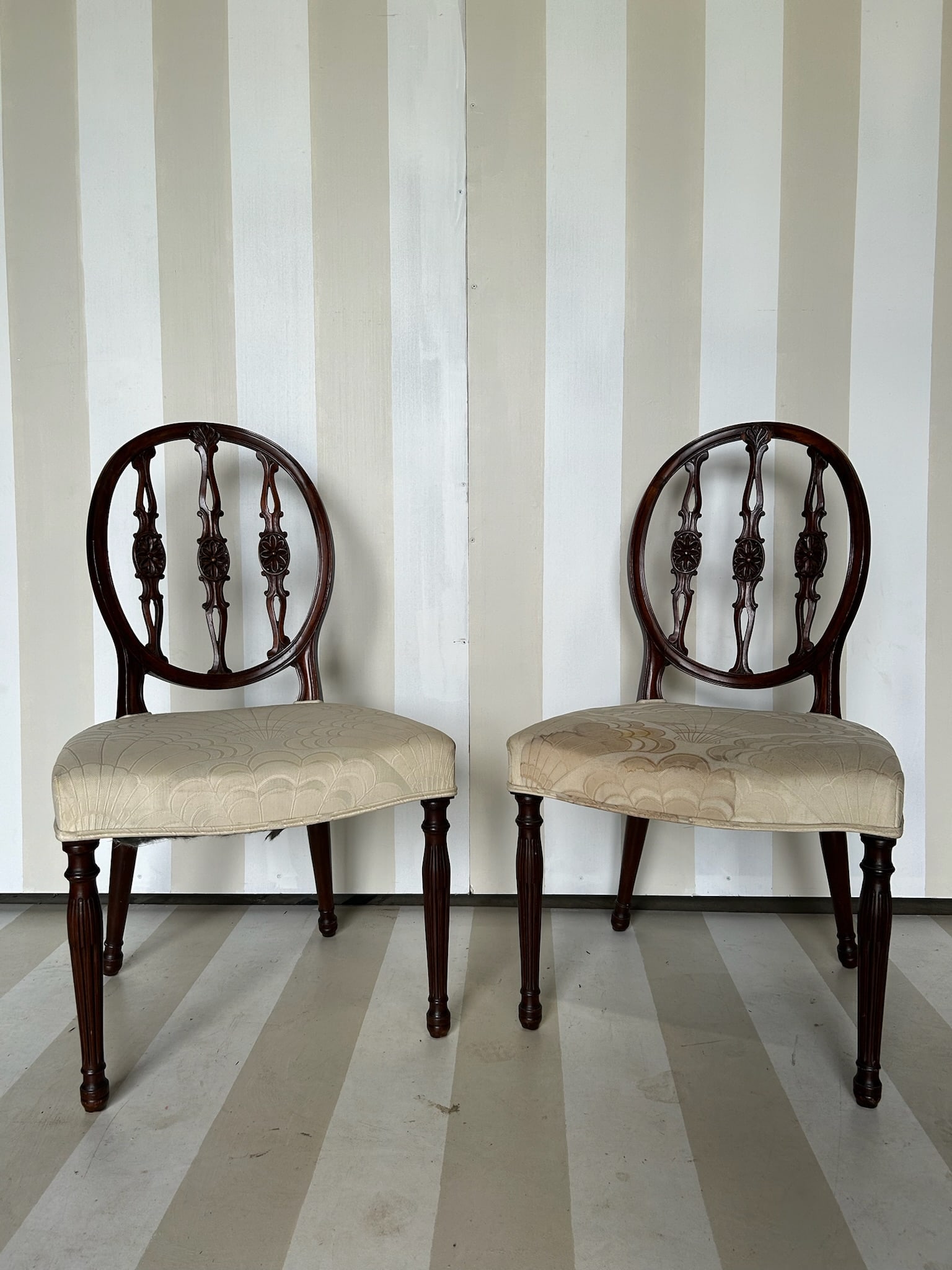 Pair of 19th Century English Carved Mahogany Chairs: Pair of 19th Century English Carved Mahogany Chairs