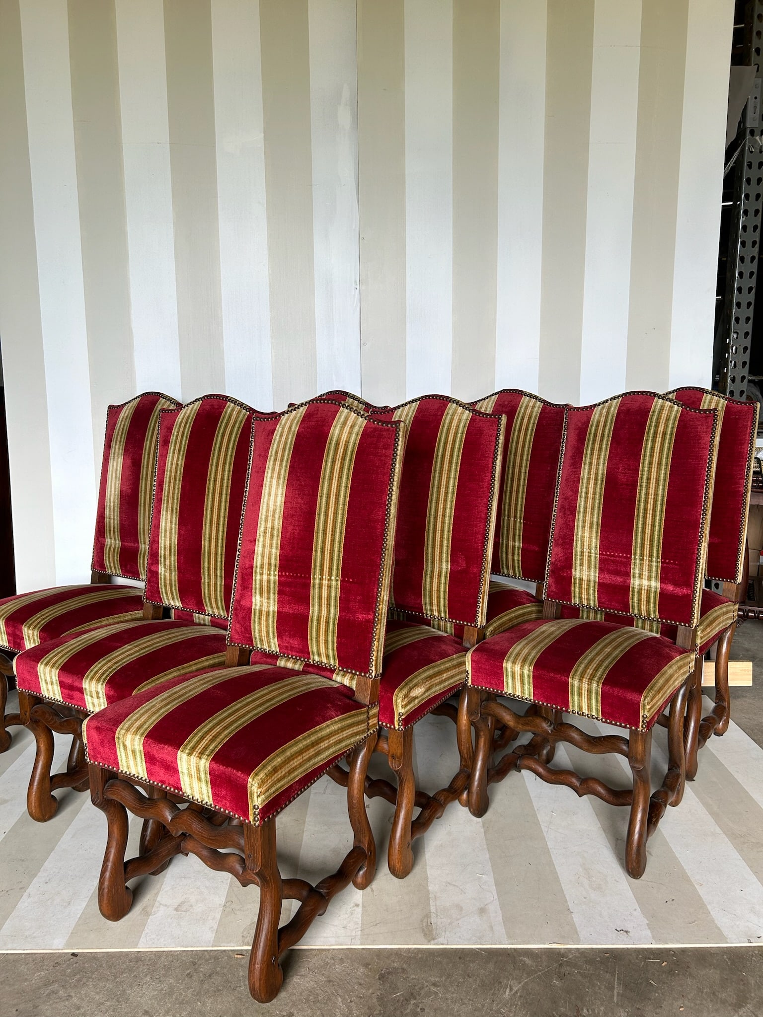 Great set of 8 19th Century French Dining Chairs in Custom Upholstery: Great set of 8 19th Century French Dining Chairs in Custom Upholstery
