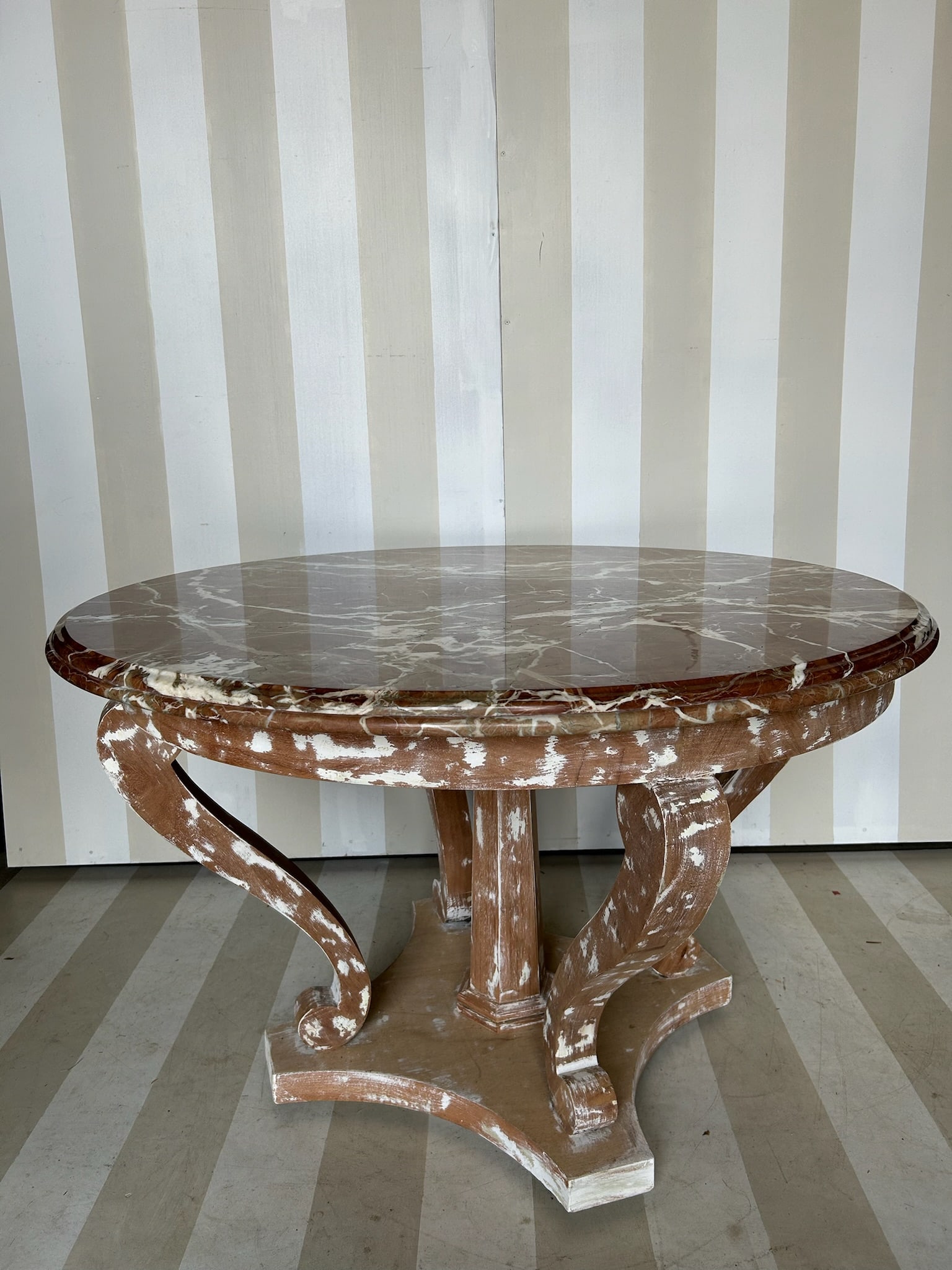 Gorgeous Marble Top Center Table with Distressed Painted Base (1 of 8)