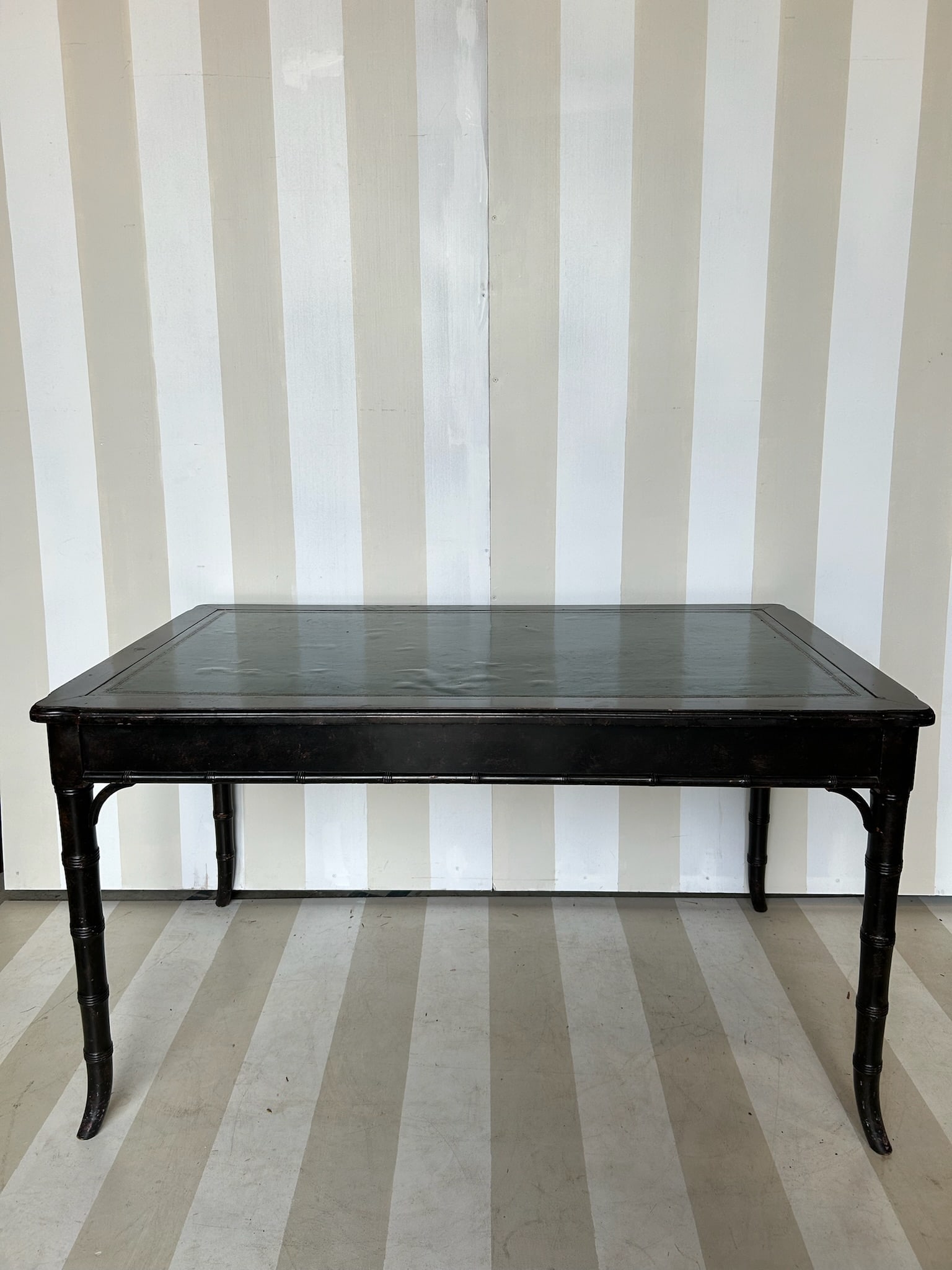 19th- early 20th Century Leather Top Ebonized Faux Bamboo Desk (1 of 9)