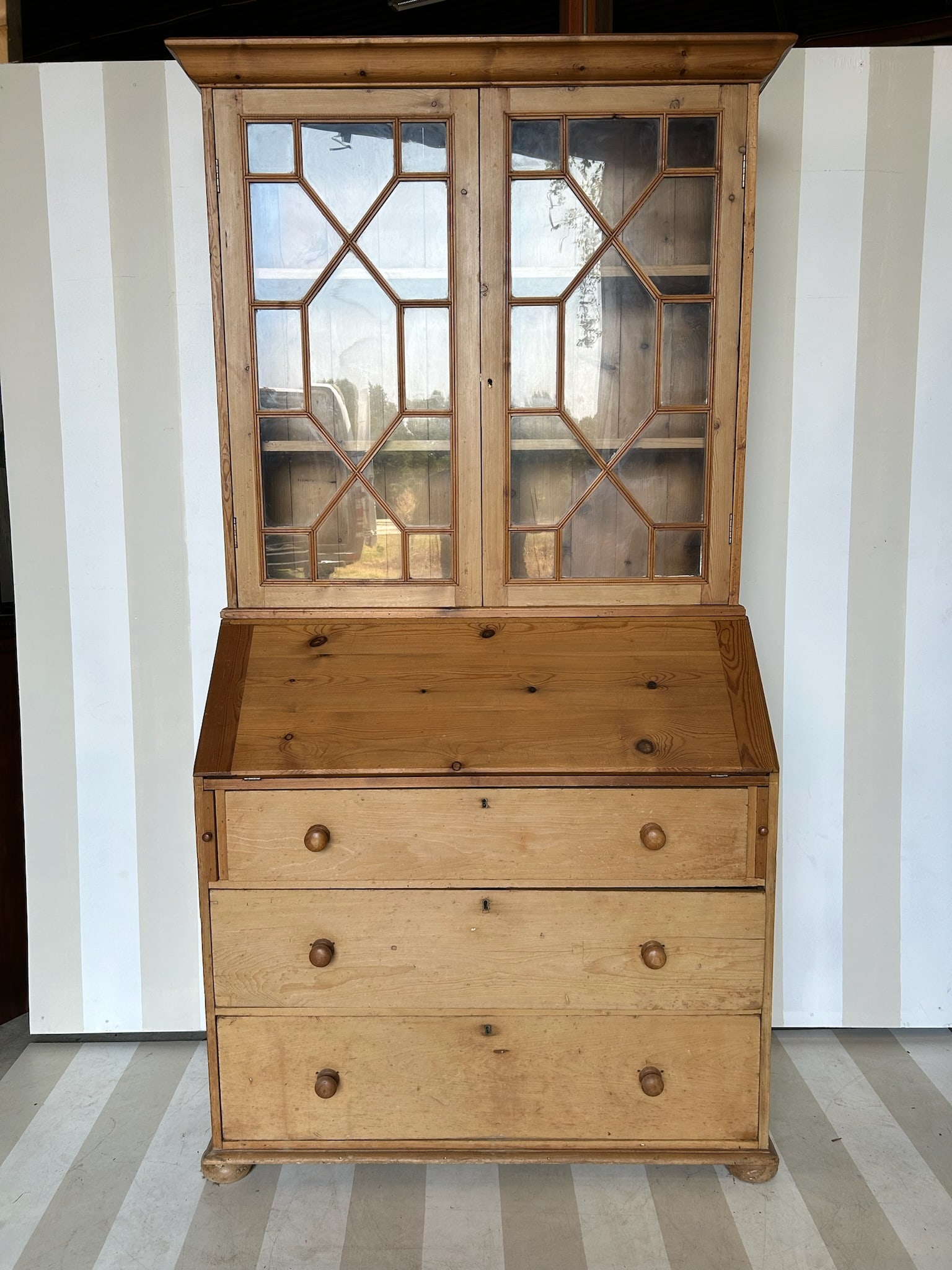 19th Century English Scrubbed Pine Secretary (1 of 11)